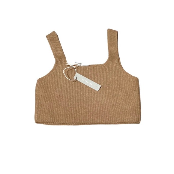 Everlane Camel Yak And Wool Blend The Cozy Stretch Knit Cropped Tank Size M NWT - Picture 2 of 6